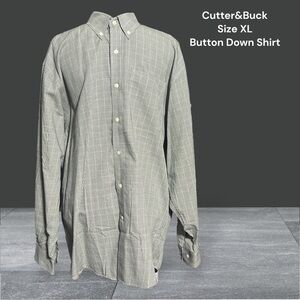 Cutter&Buck, Size XL, Grey/White, Long Sleeve Button Down.F2